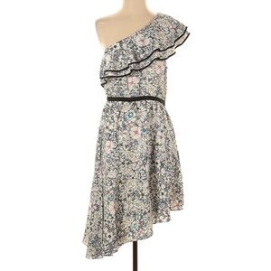 LIKELY Floral Contour Daisy Delbarton Sexy One Shoulder Dress Size 8 NEW!